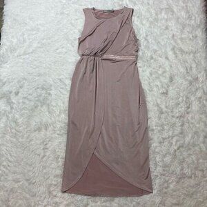 Asos Dress Satin Stretch Champagne Pink Size 4 Small Maxi Sleeveless